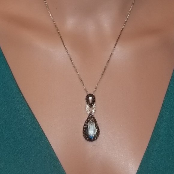 NWOT Plated Topaz Sterling Silver and Marcasite Teardrop Necklace,earrings - Picture 10 of 12